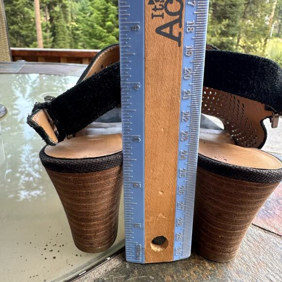 Franco Sarto MANDI2 Open Toe Heeled Mule Sandal 7.5 Black Mesh Slingback Leather - Picture 9 of 11